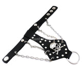 Maxbell Punk Men's Biker Alloy Rivet Studs Leather Skull Skeleton Hand Finger Chain Bracelet