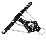 Maxbell Punk Men's Biker Alloy Rivet Studs Leather Skull Skeleton Hand Finger Chain Bracelet