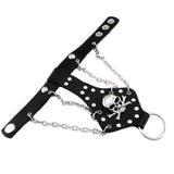 Maxbell Punk Men's Biker Alloy Rivet Studs Leather Skull Skeleton Hand Finger Chain Bracelet