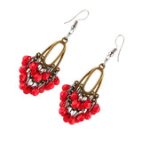 Maxbell Red Beads Bunch Earrings Dangle Ethnic Tribe Fashion Ear Fish Hook Jewelry