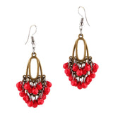 Maxbell Red Beads Bunch Earrings Dangle Ethnic Tribe Fashion Ear Fish Hook Jewelry