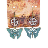 Maxbell Vintage Butterfly Hollow Clover Gears Women's Steampunk Fashion Drop Earring