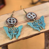 Maxbell Vintage Butterfly Hollow Clover Gears Women's Steampunk Fashion Drop Earring