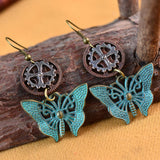 Maxbell Vintage Butterfly Hollow Clover Gears Women's Steampunk Fashion Drop Earring