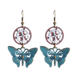 Maxbell Vintage Butterfly Hollow Clover Gears Women's Steampunk Fashion Drop Earring