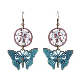 Maxbell Vintage Butterfly Hollow Clover Gears Women's Steampunk Fashion Drop Earring