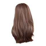 Maxbell Natural Shaggy Glamorous Long Straight Wig Brown Mixed White with Free Wig Cap for Women Lady