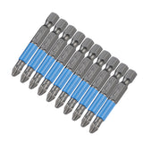 Maxbell 10Pcs Magnetic Cross Head Screwdriver Bits Tip Set S2 Steel 1/4'' Hex Shank