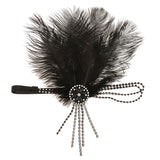 Maxbell Vintage Black Feather Crystal Headband Charleston Headpiece Women's Flapper Fancy Dress