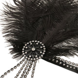 Maxbell Vintage Black Feather Crystal Headband Charleston Headpiece Women's Flapper Fancy Dress