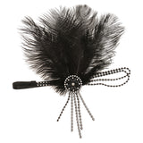 Maxbell Vintage Black Feather Crystal Headband Charleston Headpiece Women's Flapper Fancy Dress