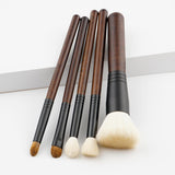 Maxbell 5 Pieces Premium Makeup Brush Blush Foundation Eyeshadow Lip Tool Wooden Box