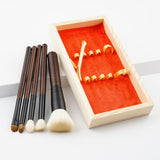 Maxbell 5 Pieces Premium Makeup Brush Blush Foundation Eyeshadow Lip Tool Wooden Box