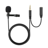 Maxbell 3.5mm Jack Lavalier Clip-on Interview Microphone with Mic & Headphone Monitoring Input for iPhone, iPad, Samsung, Android Smartphones/Tablets Black