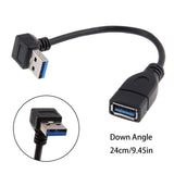 Maxbell Data Sync 90 Degree USB 3.0 Down Angle Adapter Cable Male A To Female A Connector for Computer USB Extension