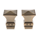 Maxbell 2Pcs Aluminum Alloy Window Curtain Pole End Drape Rod Finals Head for Rods with Dia. 28mm Square Tower#Bronze