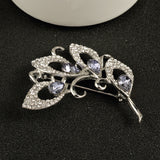 Maxbell Vintage Silver Tone Flower Crystal Brooch Pins Wedding Party Women Jewelry