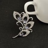 Maxbell Vintage Silver Tone Flower Crystal Brooch Pins Wedding Party Women Jewelry