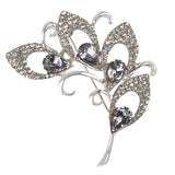 Maxbell Vintage Silver Tone Flower Crystal Brooch Pins Wedding Party Women Jewelry