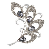 Maxbell Vintage Silver Tone Flower Crystal Brooch Pins Wedding Party Women Jewelry