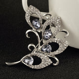 Maxbell Vintage Silver Tone Flower Crystal Brooch Pins Wedding Party Women Jewelry