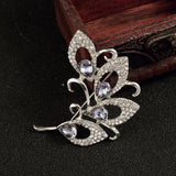 Maxbell Vintage Silver Tone Flower Crystal Brooch Pins Wedding Party Women Jewelry