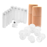 Maxbell 10pcs Empty Eye Cream Jars+2pcs Wood Essential Oil Bottles Storage Box +10x Roll-on Perfume Containers