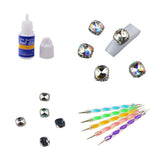 Maxbell 5x Nail Art Dotting Painting Pencil 10x Glitter 3D Nails Charms Manicure Set