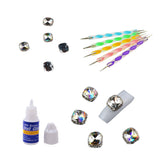 Maxbell 5x Nail Art Dotting Painting Pencil 10x Glitter 3D Nails Charms Manicure Set