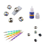 Maxbell 5x Nail Art Dotting Painting Pencil 10x Glitter 3D Nails Charms Manicure Set