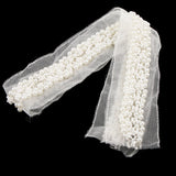 Maxbell 1 Yard Artificial Pearl Beaded Mesh Ribbon Lace Trim Embellished for Dance Clothes DIY Craft Supply