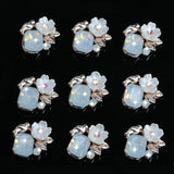 Maxbell 10 Pieces Diamante Alloy Crystal Flower Flatback Button Jewelry Making Findings 17mm