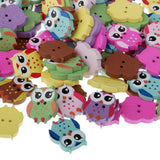 Maxbell 100 Pieces 2 Hole Cartoon Owl Wooden Buttons Sewing Scrapbooking Clothing Decoration