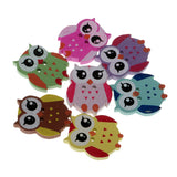 Maxbell 100 Pieces 2 Hole Cartoon Owl Wooden Buttons Sewing Scrapbooking Clothing Decoration