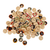 Maxbell 100 Pieces 2 Hole Round Cat Wood Buttons Sewing Scrapbooking Clothing Decoration 15mm