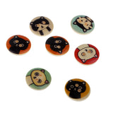 Maxbell 100 Pieces 2 Hole Round Cat Wood Buttons Sewing Scrapbooking Clothing Decoration 15mm