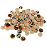 Maxbell 100 Pieces 2 Hole Round Cat Wood Buttons Sewing Scrapbooking Clothing Decoration 15mm