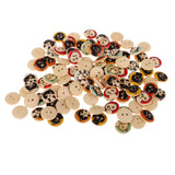 Maxbell 100 Pieces 2 Hole Round Cat Wood Buttons Sewing Scrapbooking Clothing Decoration 15mm