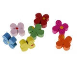 Maxbell 100 Pieces Plum Blossom Flower Shape Wooden Beads Loose Beads for DIY Craft 13mm