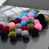 Maxbell 30 Pieces Mixed Colors Acrylic Flocking Felt Spacer Beads Round Shape Beads DIY Pendant Charms Fit Necklace&Bracelet&Earring 14mm