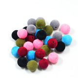 Maxbell 30 Pieces Mixed Colors Acrylic Flocking Felt Spacer Beads Round Shape Beads DIY Pendant Charms Fit Necklace&Bracelet&Earring 14mm