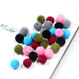 Maxbell 30 Pieces Mixed Colors Acrylic Flocking Felt Spacer Beads Round Shape Beads DIY Pendant Charms Fit Necklace&Bracelet&Earring 14mm