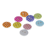 Maxbell 100 Pieces Dots Printed Round 2 Holes Wooden Buttons for Sewing DIY Craft 13mm