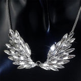 Maxbell Punk Crystal Rhinestone Angel Wing Pendant Statement Necklace