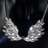 Maxbell Punk Crystal Rhinestone Angel Wing Pendant Statement Necklace