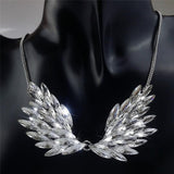 Maxbell Punk Crystal Rhinestone Angel Wing Pendant Statement Necklace
