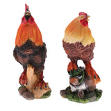 Maxbell 2Pcs Creative Resin Animal Model Chicken Figures For Fairy Garden Decor DIY