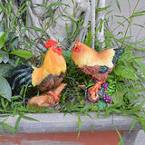 Maxbell 2Pcs Creative Resin Animal Model Chicken Figures For Fairy Garden Decor DIY