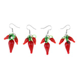 Maxbell 2 Pairs Red Hot Lampwork Glass Cluster Chili Pepper Dangle Earrings Stylish