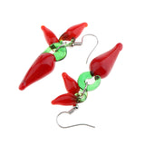 Maxbell 2 Pairs Red Hot Lampwork Glass Cluster Chili Pepper Dangle Earrings Stylish